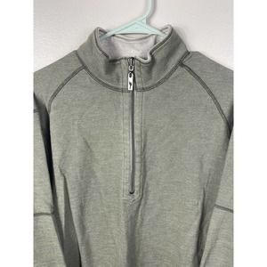 Tommy Bahama 1/4 Zip Pullover Men's Size Large Reversible Green/Cream Stretch